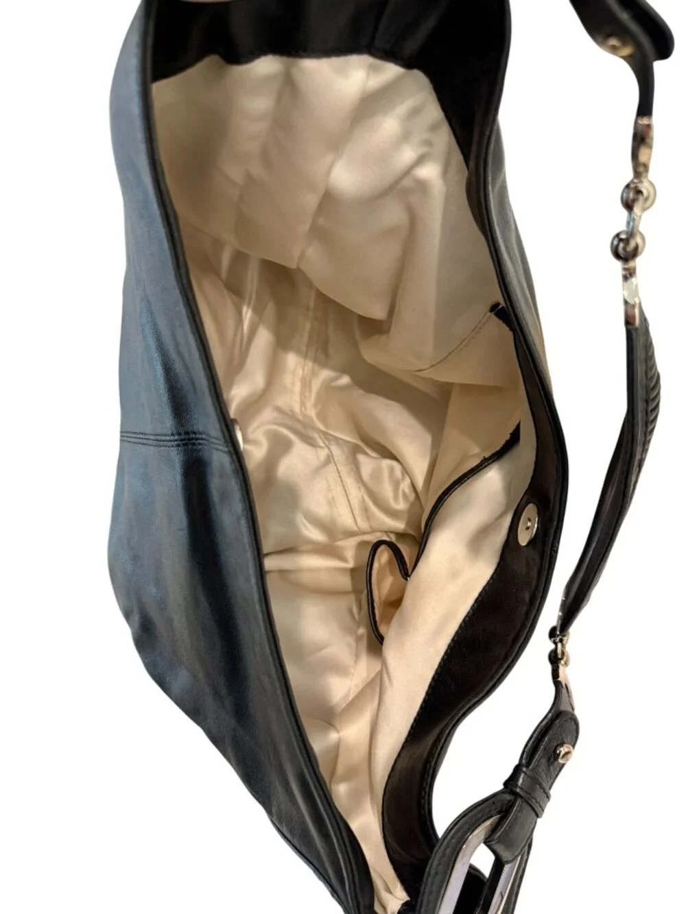 Versace Black Leather Medusa Embossed Hobo Shoulder Bag - OS